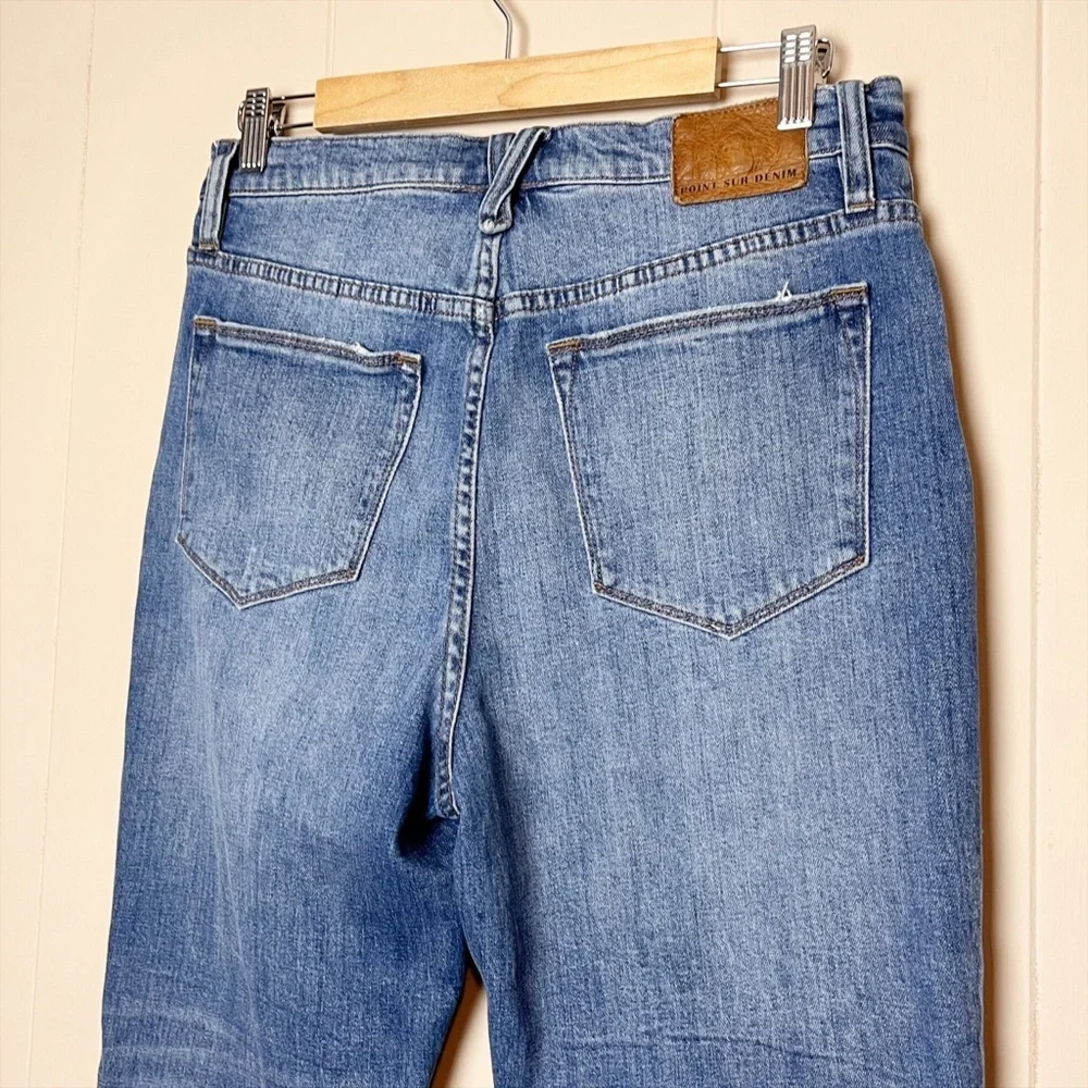J. Crew Point Sur High Rise Straight Jeans 29 8 distressed cropped ankle stretch